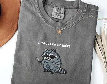 Funny Raccoon I Require Snacks PNG: Goblincore Cottagecore Design (Digital Download