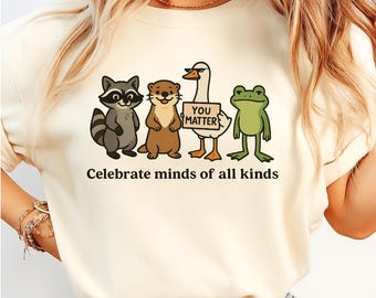 Autism Awareness PNG: Neurodiversity Goose & Raccoon Design (Digital Download)