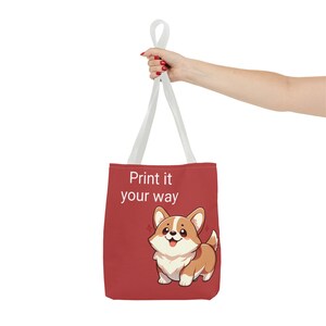 Bonita bolsa de mano de Corgi. Ideal para amantes de los perros, compras, regalos, viajes y estampados.
