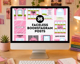 Pink Bookstagram Template: Canva Editable Instagram Post for Book Lovers
