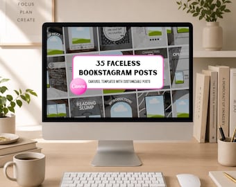 Bookstagram Post Template | 35 Faceless Canva Carousel Posts