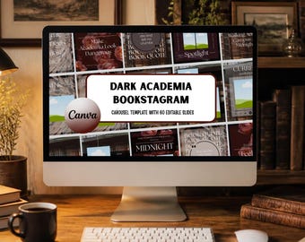 Dark Academia Bookstagram Canva-Vorlagen: Buchrezensionskarussell (Bearbeitbar, keine Profi-Kenntnisse erforderlich)