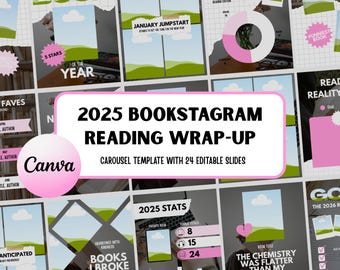 2025 Bookstagram Reading Wrap-Up Template (Canva, Digital)