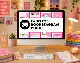 Pink Bookstagram Post Template: Editable Canva Design