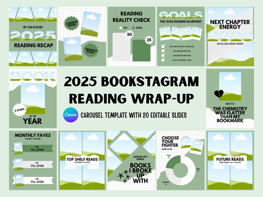 2025 Bookstagram Reading Wrap-up Canva Template (digital) - Etsy