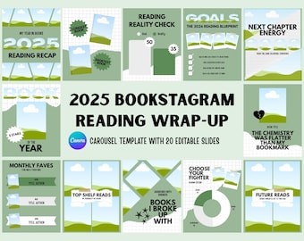 2025 Bookstagram Reading Wrap-Up Canva Template (Digital)