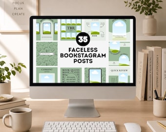 Green Bookstagram Template: Editable Canva Carousel Post (Digital Download)