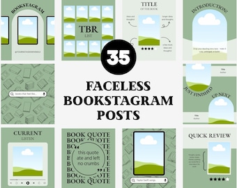 Green Bookstagram Template: Editable Canva Carousel Post (Digital Download)