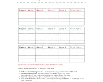 PRINTABLE American Mahjong Scoring Sheet 2025, Instant Download, Score Tracker, NMJL, tile game, beginners, Mah Jongg score card