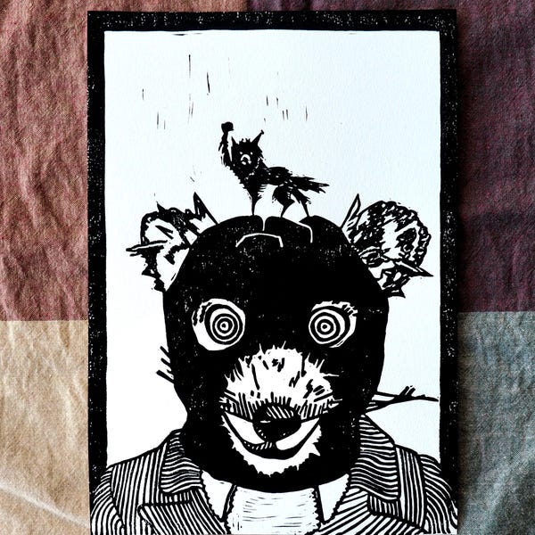 Impresión en linóleo del Sr. Fox / Arte de fan en tamaño A4