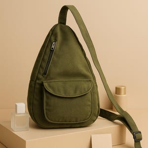 Canvas Chest Bag for Women, Shoulder Messenger Bag, Unisex Canvas Crossbody Bag, Multi-Pocket Casual Handbag, Stylish for Everyday Use
