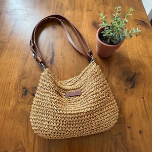 Stroh gewebte Umhängetasche, Strand Crossbody, Hobo Schulter Handtasche, große Kapazität Strand Korb Geldbörse, lässige Reißverschluss Handtasche