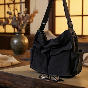 Large Canvas Crossbody Messenger Bag for Travel | Unisex Shoulder Tote | Durable Daily Bag for Work, School, or Outdoor Adventures