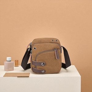 Retro Canvas Shoulder Bag for Men, Messenger Bag, Portable Small Travel Bag, Unisex Phone Bag, Ideal for Travel, Gift for Him, Stylish