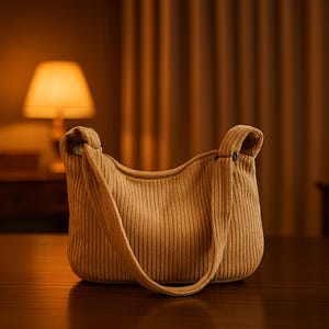 Corduroy Shoulder Bag | Lightweight Solid Color Travel Purse | Casual Crossbody Tote | Simple Daily Handbag for Women, School, Work