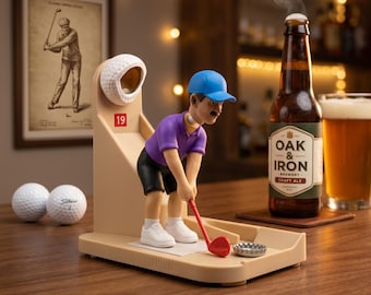 Golf Gift for Men, Novelty Golfer Bottle Opener with Magnetic Cap Catcher, Funny Beer Opener, Bar Decor, Fathers Day Gift for Dad Golfer