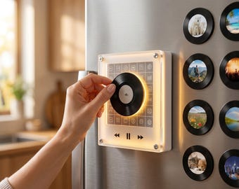 Customizable Photo Music Magnet | Quick Anniversary Gift for Couples | Easy Light Up Song Plaque | Last Minute Personalized Present for Him