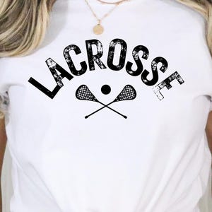 Lacrosse-T-shirt gebogen tekst | Vintage Lax T-shirt met gekruiste Sticks & Ball | Cadeau voor noodlijdende sporter