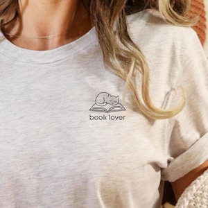Embroidered Book Lover T-Shirt: Bibliophile Reading Gift