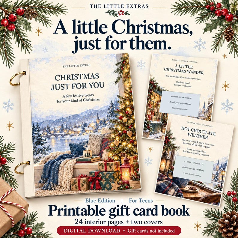 Christmas Gift Card Book for Teens, Blue Winter Printable PDF - Etsy