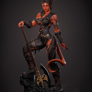 Karlach STL File – 3D Printable Figure (Google Drive) | Baldur’s Gate 3 Digital Model | Tiefling Barbarian for Resin/FDM