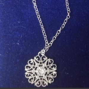 Vintage Silver Maltese Cross Filigree Pendant Necklace
