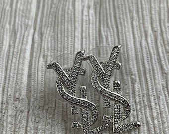 Yves Saint Laurent Silver YSL Earrings
