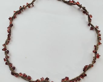 Vintage Bohemian Dark Red Crystal Garnet Necklace