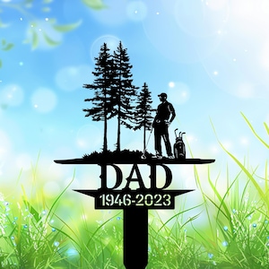 Personalized Golfer Memorial Grave Marker With Trees, Custom Golf Tribute Sign, In Loving Memory Cemetery Yard Stake, Golf Lover Gift