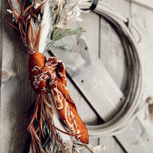 Something in the ORANGE Rope Wreath, Western Wreath, Lariat wreath,Lasso wreath,Western wreath,Country wreath, Farmhouse wreath,Boho wreath image 4