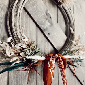 Something in the ORANGE Rope Wreath, Western Wreath, Lariat wreath,Lasso wreath,Western wreath,Country wreath, Farmhouse wreath,Boho wreath