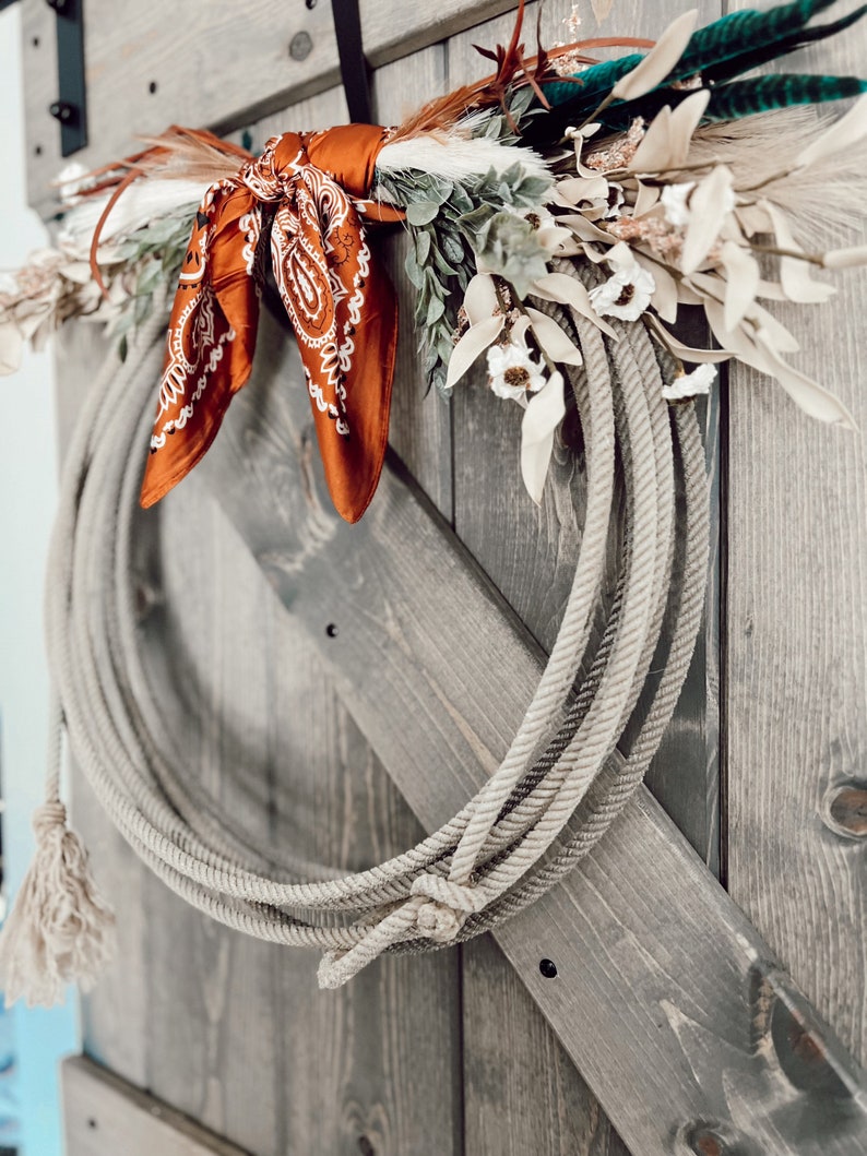 Something in the ORANGE Rope Wreath, Western Wreath, Lariat wreath,Lasso wreath,Western wreath,Country wreath, Farmhouse wreath,Boho wreath image 7