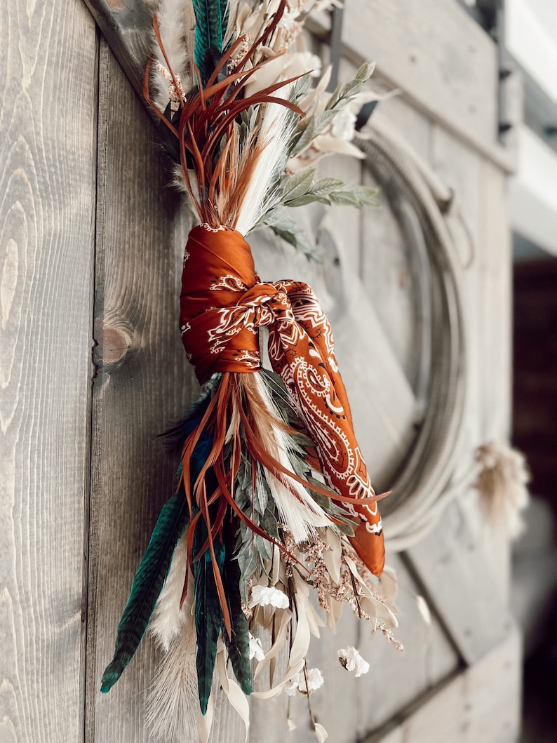 Something in the ORANGE Rope Wreath, Western Wreath, Lariat wreath,Lasso wreath,Western wreath,Country wreath, Farmhouse wreath,Boho wreath image 8