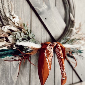 Something in the ORANGE Rope Wreath, Western Wreath, Lariat wreath,Lasso wreath,Western wreath,Country wreath, Farmhouse wreath,Boho wreath image 2