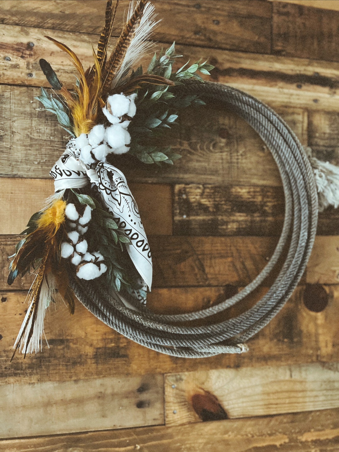 Rustic Western Rope Lasso Lariat Wreath - Authentic Handcrafted Home ...