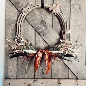 Something in the ORANGE Rope Wreath, Western Wreath, Lariat wreath,Lasso wreath,Western wreath,Country wreath, Farmhouse wreath,Boho wreath image 5