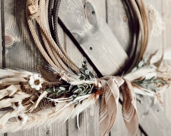 Neutral Rope Western Lariat Lasso Country Farmhouse Boho Wreath