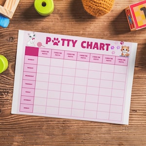 Toddler Potty Training Chart, Bright, Engaging Kitty Design, Printable Bathroom Training & Reward Chart, Perfect Training Aid, Reward Chart.