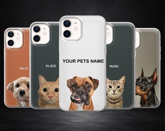 Custodia per telefono personalizzata con animale domestico, cover personalizzata per iPhone 17Pro, 16, 15, 14, 13, 12, Samsung S26, S25, S24, S23, A17, A57, A37 Pixel 10, 9