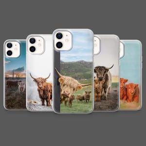 Highland Cow Phone Case Cow Farm Bull Cover for iPhone 17Pro, 16, 15, 14, 13,12, Samsung S25, S24, S23Fe, S22, A16,A26,A56, Pixel 10, 9