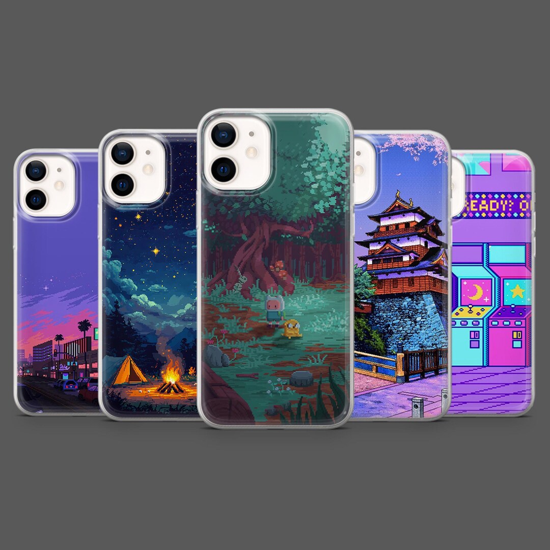 Pixel Art Phone Case Arcade Japan Camping Cover for iPhone 17pro, 16 ...