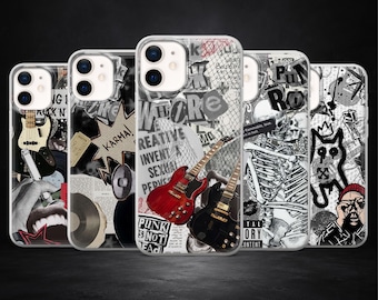 Grunge Phone Case Punk Rock Emo Cover for iPhone 17Pro, 16, 15, 14, 13, 12, Samsung S26, S25, S24, S23, A17, A57, A37 Pixel 10, 9