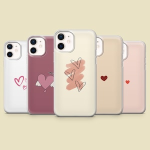 Heart Shape Phone Case Color Love Minimal Cover for iPhone 17Pro, 16, 15, 14, 13,12, Samsung S25, S24, S23Fe, S22, A16,A26,A56, Pixel 10, 9