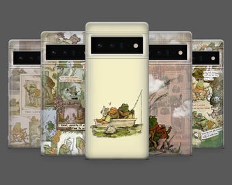 Frog and Toad Phone Case Aesthetic Green Cover for Google Pixel 10, 10Pro, 9, 9Pro, 8, 7, 6A, Samsung S25, S24, S23, A17, iPhone 17, 16, 15