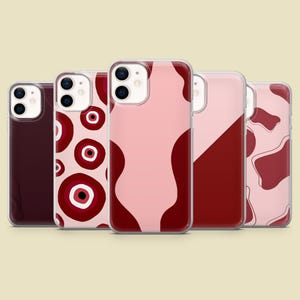 Coque de portable forme bordeaux rouge foncé bordeaux pour iPhone 16, 15, 14, 13, 12, Samsung S25, S24, S23FE, S22, A16, A26, A56, Pixel 9Pro, 8A, 7