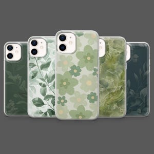 Funda verde salvia con diseño minimalista de plantas verdes para iPhone 17Pro, 16, 15, 14, 13, 12, Samsung S25, S24, S23Fe, S22, A16, A26, A56, Pixel 10, 9