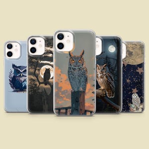 Moonlit Owl Phone Case Night Owl Bird Cover for iPhone 17Pro, 16, 15, 14, 13,12, Samsung S25, S24, S23Fe, S22, A16,A26,A56, Pixel 10, 9