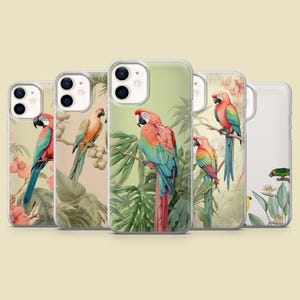 Tropical Parrot Phone Case Cute Cockatoo Cover for iPhone 17Pro, 16, 15, 14, 13,12, Samsung S25, S24, S23Fe, S22, A16,A26,A56, Pixel 10, 9