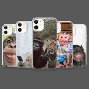 Roligt apa-telefonskal med djurmotiv och meme för iPhone 17Pro, 16, 15, 14, 13, 12, Samsung S26, S25, S24, S23, A17, A57, A37 Pixel 10, 9