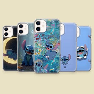 Custodia per telefono Stitch Love Cartoon Cover per iPhone 16, 15, 14, 13, 12, Samsung S25, S24, S23FE, S22, A16, A26, A56, Pixel 9Pro, 8A, 7 Economica